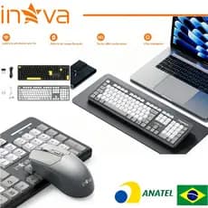 INOVA Kit Teclado E Mouse Sem Fio 2.4ghz ABNT2 Receptor Nano Usb