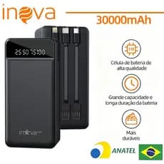 INOVA Basike power bank 30000mah turbo viagem Carregador Portátil Universal Original 3 cabo dados