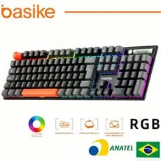 Basike Teclado MecânicoGamer Escritório RGB LED Teclas Com Fio Profissional Anti-Ghosting PC Laptop
