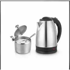 Kit Chaleira Elétrica inox  Capacidade  1.8L + Açucareiro Inox com Tampa