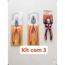 Kit Alicates 3 Peças Universal Bico Longo E Corte Diagonal