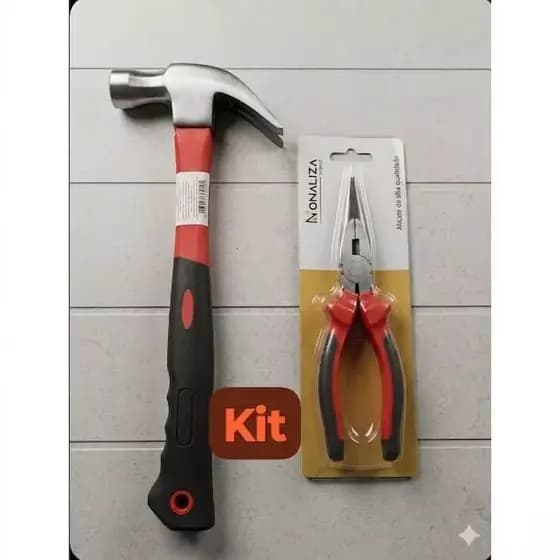 Kit Reparos Residencial Martelo Emborrachado E Alicate Bico