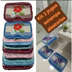 Kit Super Econômico: 2 Jogos Completos de Tapetes de BanheiroCores Surpresa)