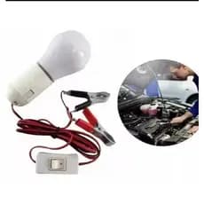 Lâmpada de Emergência 12V 5W para Bateria de Carro com Garras Jacaré fio vermelho e amarelo
