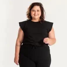 Regata Feminina Plus Size com Pespontos e Cava Lateral 100 Algodão Modelagem Soltinha - Rica
