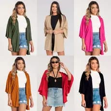 Kimono Cardigan Feminino Manga 3/4 Soltinho Viscose Blogueirinha Terceira Peça -Casaquinho Feminino Versátil