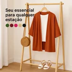 Kimono Cardigan Feminino Manga 3/4 Soltinho Viscose Terceira Peça Casaquinho Saída de Praia