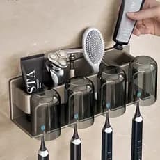 Suporte de escova de dentes para banheiro pretocopo de parede acessórios para banheiro