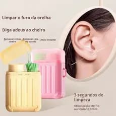 Conjunto de Limpeza de Orelhas e Piercing - Fios + Limpador para Brincos, Ideal para Casa e Viagem