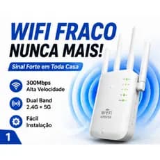 Repetidor Wifi Dual Band 2.4G 5G Amplificador Sinal Internet 300Mbps Longo Alcance