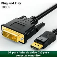 Cabo Displayport Para DVI-D 24+1 Pinos 1,8m Resistente e Prático