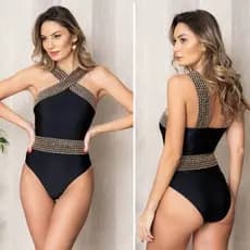 biquíni cintura alta/biquíni feminino/moda praia sensual maiô de ponto cruz bordado dourado/biquini de fita swimsuit mai