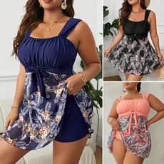 biquíni plus size feminino fato de banho Extra gordo mais biquíne cintura alta Maiô duas peças estampa tropical vintag