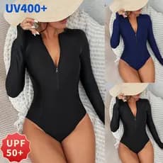 uv fator 50+ bikini terno de surf protetor solar maiô cor sólida maiô de uma peça/uma peça longa novo traje de surf