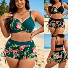 Cintura Alta Plus size fat Biquíni/two-piece swimsuit/Print bikini for women with big breasts moda praia biquini feminin