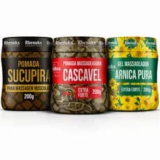 Kit 3 Pomada  Arnica  Sucupira Cascavel  Alivio De Dores Musculares inflamatório naturall