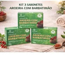 Kit 3 Sabonetes de Aroeira com Barbatimão 90g – Hidratação Natural e Cuidado Diário