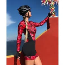 Macacão Feminino Manga Longa Macaquinho Ciclismo Feminino Roupa De Ciclismo Feminina Bicicleta Profissional Ao Ar Livre