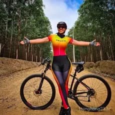 Primavera Outono Roupas De Ciclismo Calças De Manga Longa Feminina Triathlon Terno Lycra Uma Peça 20D Gel