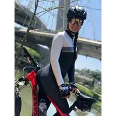 Roupa De Ciclismo Feminina Conjunto Ciclismo Feminino Macacão Feminino Manga Longa Triatlo MTB 20D GEL Confortável
