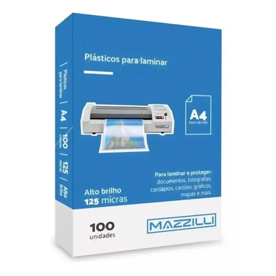 100 Folhas Plástico Para Plastificação A4 210x297 0.05 - Pouch Film 125 micras