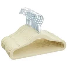 Kit 50 Cabide Infantil Veludo Slim Antideslizante Ultra Fino - Bege