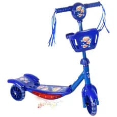 Patinete Infantil 3 Rodas com LED, Música, Cestinha – Regulável | Brinquedo Criança - Azul