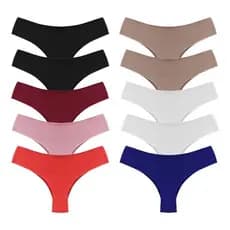 Kit 10 Calcinhas Sem Costura e Corte a Laser Tanga Poliamida Confortável Feminina
