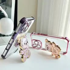 Capinha Xiaomi Redmi A5 A3 15C 14C 13C 12C Transparente Anti-Impacto Borda Colorida Suporte Urso