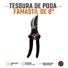 Tesoura de Poda 8" Famastil Jardim Cabo Emborrachado Profissional