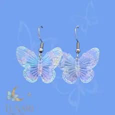 Brinco Borboleta Holográfica - Várias Cores - Aço Inoxidável