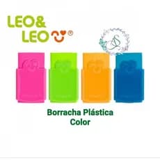 Borracha Plástica Color Neon ou Pastel - Dust Free -  Leo & Leo - Borracha Escolar