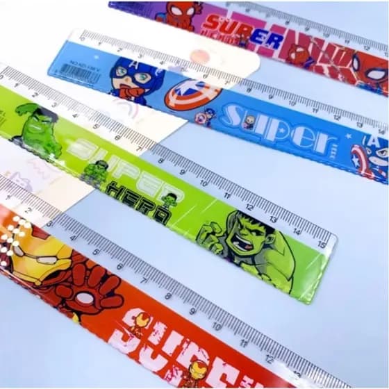 Régua Acrílica Super Heróis -  Régua Escolar - 15cm