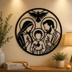 Quadro Decorativo Sagrada Família | Decoração Religiosa | Parede com Fita Dupla Face