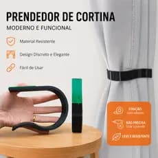 Par Gancho Cortina Prendedor Suporte Sem Furo | Par Abraçadeira para Cortina | Fixação Fácil Sem Parafuso