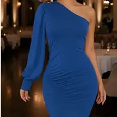 Vestido Feminino Manga Única Elegante