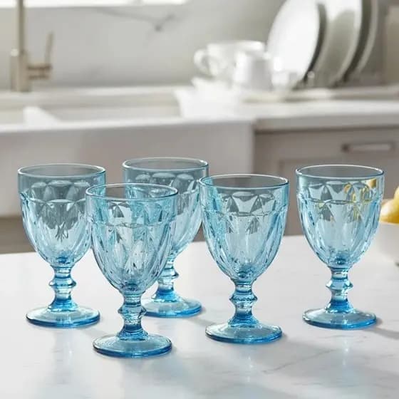 Conjunto 6 Taças de Vidro Azul Milbani ou Platinado Milbani 330ml