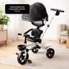 Triciclo Infantil com Empurrador Comfort com haste e cesta pedal preto e cobertura solar  com Branco