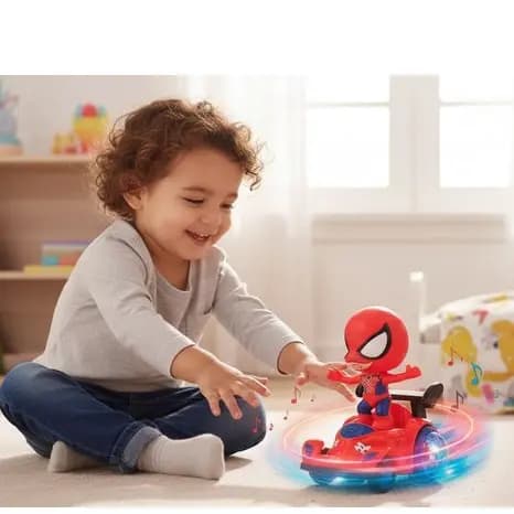 Boneco Heroi Aranha Com Luzes e Giratório brinquedo infantil - Vermelha
