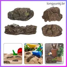 🏠 4Peças Ornamentação Simulada De Pedras Para Decoração Cinza Escuro