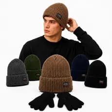 Touca de Frio e Luva de Inverno Masculina E Feminina unisex De Lã Forrada Com Pelinhos Peluciada