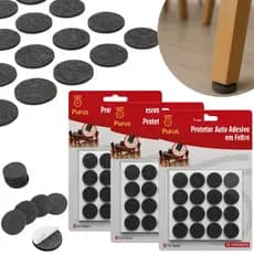 Kit 96 / 64 / 32 Protetor Redondo Feltro Auto Adesivo Pé Sofá Cadeira Mesa Porta Barulho