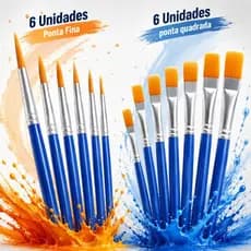 Kit Pinceis Artísticos Ponta Fina E Quadrada Pintura para Arte Artesanato
