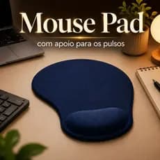 Mouse Pad Azul Escuro com Apoio para Pulso Ergonômico Confortável para Trabalho Estudo Home Office