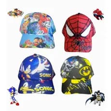 Boné Infantil Personagem Sonic Com Ajuste Homem Aranha Batman Hulk Patrulha Canina Escolha Seu Personagem