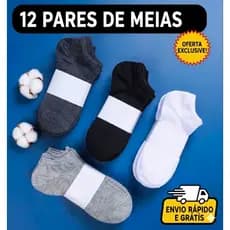 Kit 18 Pares Meias algodão cano curto envio rápido