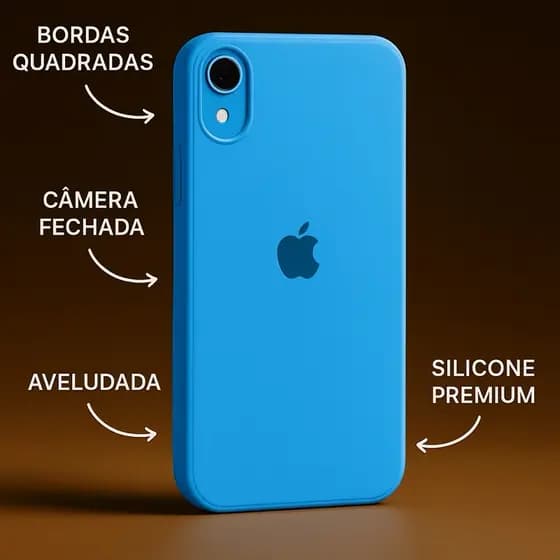 Case Silicone Aveludada p/ Iphone XR Bordas Quadradas