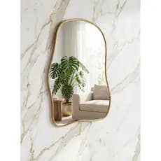 Espelho Orgânico Moldura Gold 60X40 Espelho de parede Banheiro, Lavabo, sala, quarto Espelho de Luxo