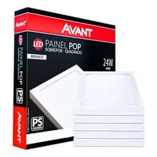 kit 5 painel led plafon luminária 18w sobrepor 19x19 branco frio 6500k bivolt