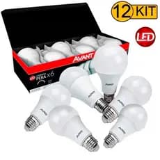Kit 12 Lâmpadas Bulbo 9W Pack 6500k Led Branco Frio Casa Comércio Bivolt Interno Externo AVANT